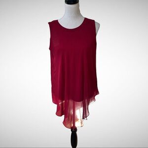 Susan Graver Fully Lined Sheer Chiffon Scarf Sleeveless Top Size Small